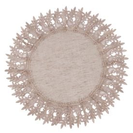 Fundo de Prato Redondo Renda Guipir Havan Casa - Veneza Naturale