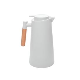 Garrafa Térmica Com Cabo De Madeira Escandinávia 1 Litro - Branco