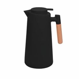 Garrafa Térmica Com Cabo De Madeira Escandinávia 1 Litro - Preto 