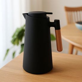 Garrafa Térmica Com Cabo De Madeira Escandinávia 1 Litro - Preto 