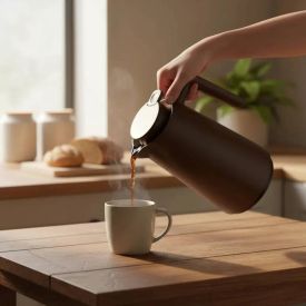 Garrafa Térmica com Gatilho Vercelli Unitermi 1 Litro - Marrom