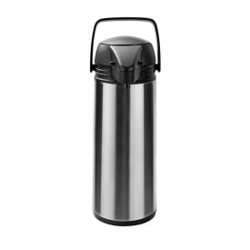 Garrafa Térmica De Pressão Com Alça Inox Havan Casa 1,9 Litros - Preto e Inox