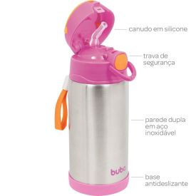 Garrafa Térmica Infantil 400 ml Parede Dupla Buba - Rosa Claro