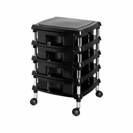 Gaveteiro Organizador com Rodízios 4 Gavetas Niquelart - Preto