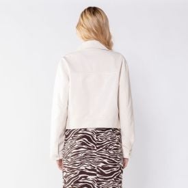 Jaqueta Biker Feminina De Couro Sintético Boby Blues Off White