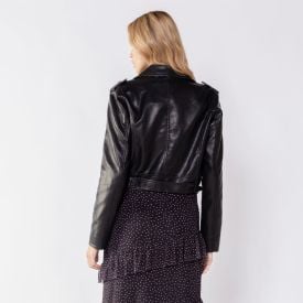 Jaqueta Biker Feminina De Couro Sintético Boby Blues Preto