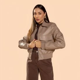 Jaqueta Biker De Couro Sintético Feminina Boby Blues