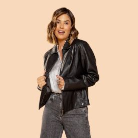 Jaqueta Feminina De Couro Sintético Patricia Foster