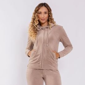 Jaqueta Feminina Esportiva Em Plush Com Capuz Scream