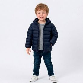 Jaqueta Infantil Aspen Menino 1 a 3 Anos Com Capuz Yoyo Kids Azul Marinho