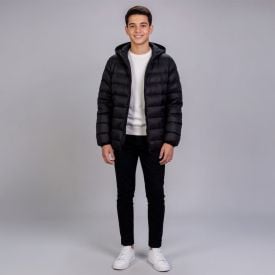 Jaqueta Juvenil Aspen Menino 12 a 16 Anos Com Capuz Hot Dog Preto