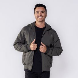 Jaqueta Masculina Bomber Com Capuz Marc Alain Verde Militar