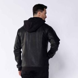 Jaqueta Masculina Em PU Com Capuz Marc Alain