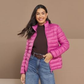 Jaqueta Puffer Feminina Aspen Patrícia Foster Rosa Cha