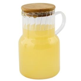 Jarra De Vidro Com Tampa De Bambu Classic Lyor 1 Litro - Transparente