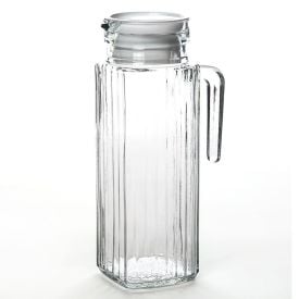 Jarra De Vidro Com Tampa De Plástico Clink 1 Litro - Transparente e Branco