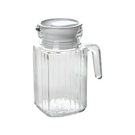 Jarra De Vidro Com Tampa De Plástico Clink 500Ml - Transparente e Branco