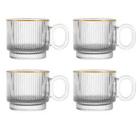 Jogo 4 Canecas Vidro Borda Dourada Hauskraft 170Ml - GRAFFIATO