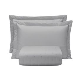 Jogo Cobre Leito Solteiro Requinte Hedrons - Cinza Gelo