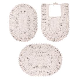 Jogo De Banheiro 3Pçs Crochet Havan Casa - Off White