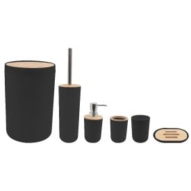 Jogo de Banheiro Bambu Havan Casa 6 Peças - Preto 