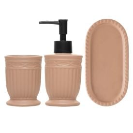Jogo de Banheiro Cer&acirc;mica Greece 3 Pe&ccedil;as Lyor - TERRACOTA