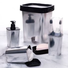 Jogo De Banheiro Decoração Metal Plasútil - 5 Peças