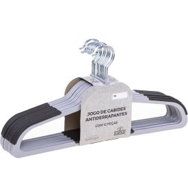 Jogo De Cabides Antiderrapantes 12 Peças Havan Casa - Preto e Cinza