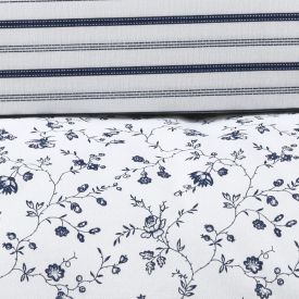 Jogo de Cama Casal Percal Buona Fortuna 3 pçs - Catarina Listra Azul