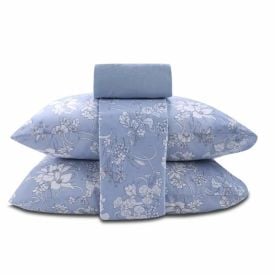 Jogo De Cama Casal 100% Algodão Royale Havan Casa 4 Peças - Laila Azul 26