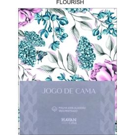 Jogo De Cama Casal Malha 3 Peças Havan Casa - FLOURISH/PETROLEO