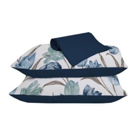 Jogo De Cama Casal Malha 100% Algodão Solecasa 3 Pçs - Tuly Azul Marinho