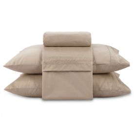 Jogo de Cama Casal Bordado Havan Casa 4 p&ccedil;s - Bege