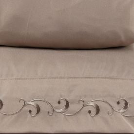Jogo de Cama Casal Imperial Bordado Havan Casa 4 pçs - Bege