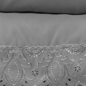 Jogo de Cama Casal Imperial com Renda Havan Casa 4 p&ccedil;s - Cinza Amianto