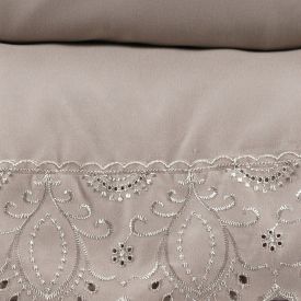Jogo de Cama Casal Imperial com Renda Havan Casa 4 p&ccedil;s - Bege