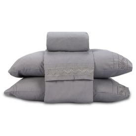 Jogo de Cama Casal Imperial com Renda Havan Casa 4 pçs - Cinza