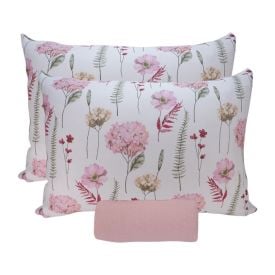 Jogo de Cama Casal Malha Solecasa Havan Casa 3 pçs - Jardim Rosa Suave