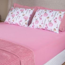 Jogo de Cama Casal Malha Solecasa Havan Casa 3 pçs - Jardim Rosa Suave