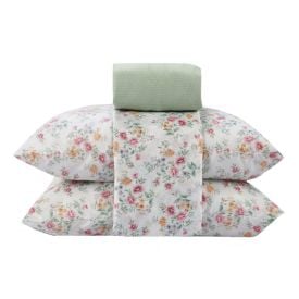 Jogo de Cama Casal Microfibra Napoli Havan Casa 4 pçs - Luz Flowers Verde