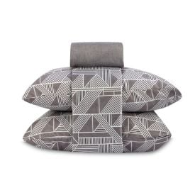 Jogo de Cama Casal Napoli Havan Casa 4 pçs - Gráfico Geométrico Cinza