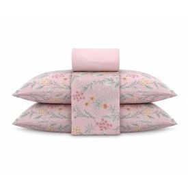 Jogo de Cama Casal Napoli Havan Casa 4 pçs - Iris Flowers Rose