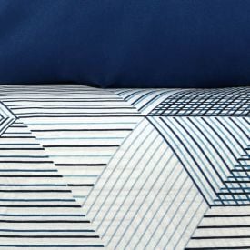 Jogo de Cama Casal Napoli Havan Casa 4 pçs - Cubos Geométricos Azul