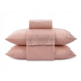 Jogo de Cama Casal Renda Imperial Havan Casa 4 p&ccedil;s - Rosa
