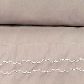 Jogo de Cama Imperial Casal com Bordado Havan Casa 4 p&ccedil;s - Bege