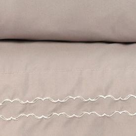 Jogo de Cama Imperial King Bordado Havan Casa 4 Pe&ccedil;as - Bege