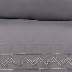 Jogo de Cama Imperial King Bordado Havan Casa 4 Peças - Cinza