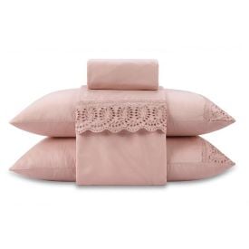 Jogo de Cama King Imperial com Renda Havan Casa 4 p&ccedil;s - Rosa