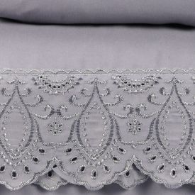 Jogo de Cama King 100% Poliéster com Renda Havan Casa 4 pçs - Cinza Amianto