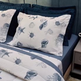 Jogo de Cama King Buona Fortuna 4Peças - Brisa Do Mar Azul